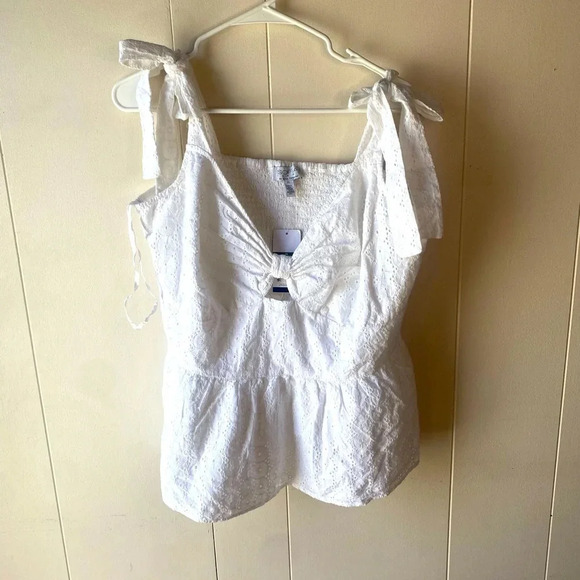 White Sofia Vergara plus size peplum top - Picture 1 of 5